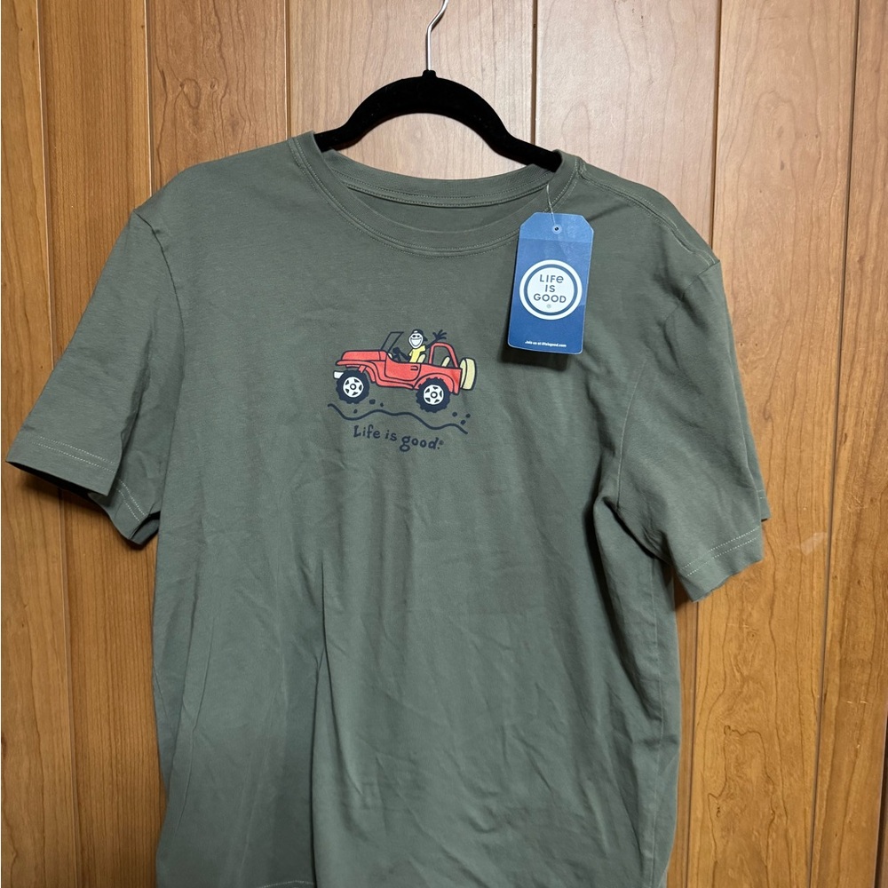 NWT Olive Green Life is Good Tee